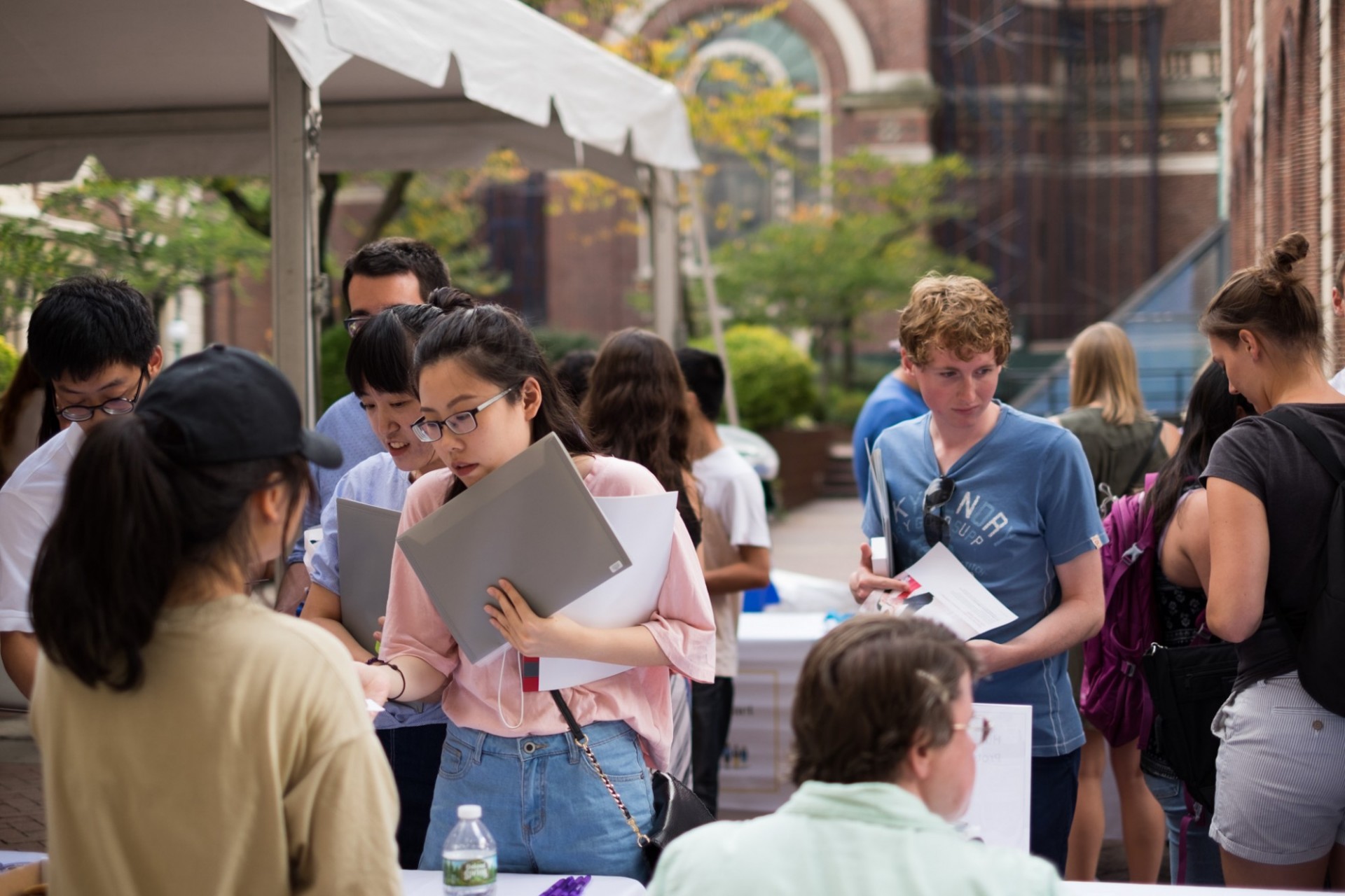 students outside at a fair