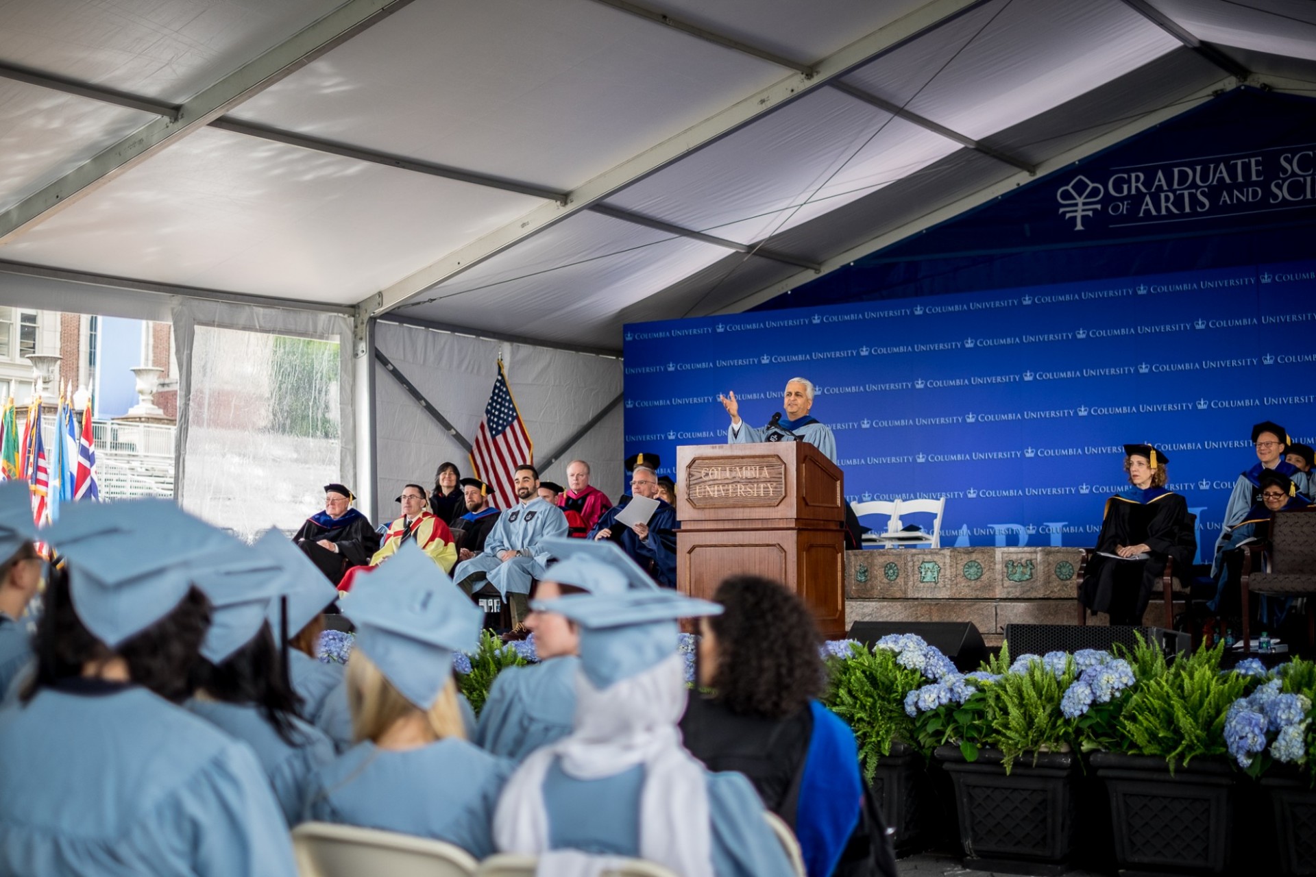 Sunil Gulati, senior lecturer in the Department of Economics and president of the US Soccer Federation, delivers the keynote address for MA graduates.